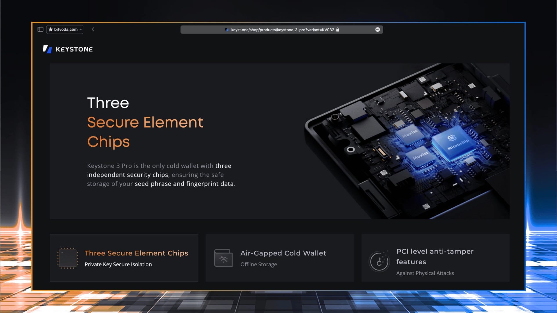 Схематическое изображение архитектуры с тремя Secure Element в аппаратном кошельке Keystone 3 Pro для защиты от атак.